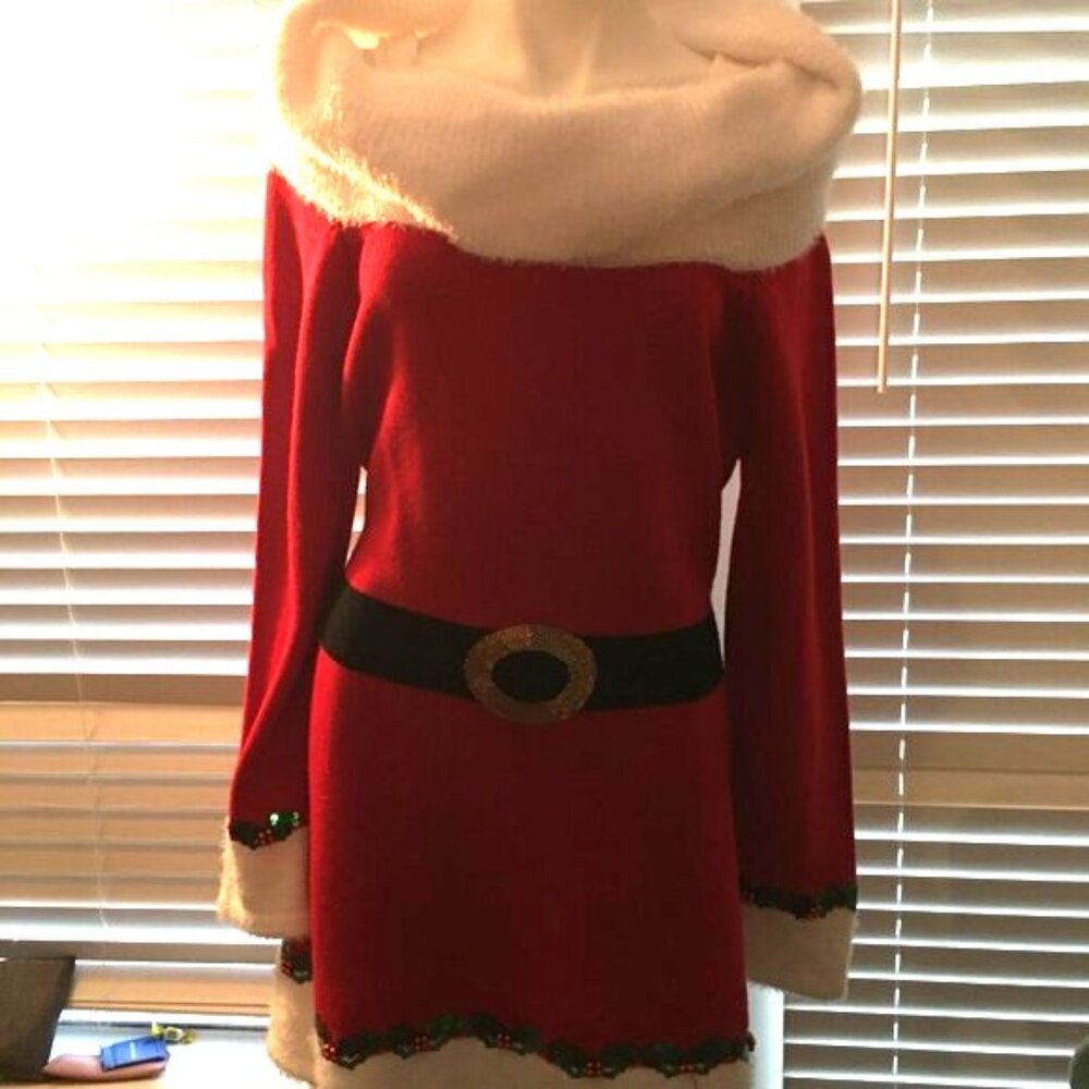 Christmas Santa Sweater Dress = Junior Size XL  Sw1 Box